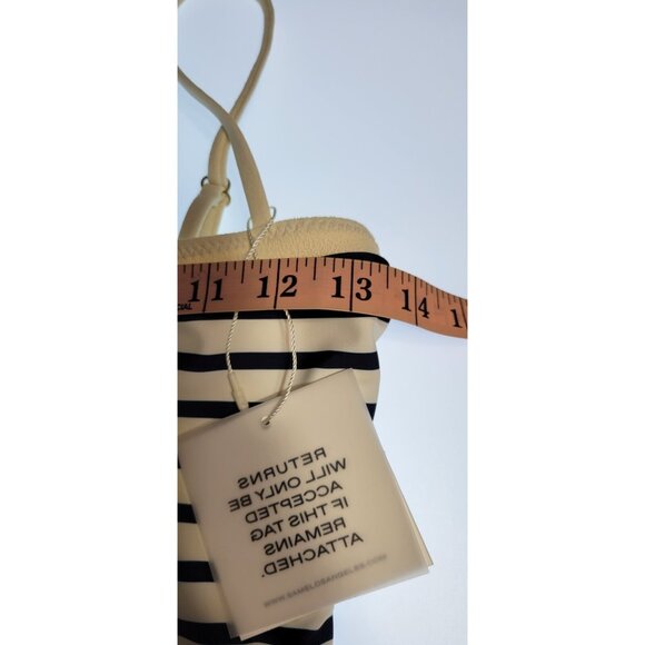 SAME Los Angeles Swim Womens One Piece ColorBlock Stripped Navy Blue Medium - Picture 10 of 12